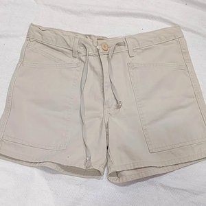 LEI TAN WOMEN'S 100% COTTON SHORTS TIE WAIST5 POCKETS ZIPPER AND FRONT BUTTON 5